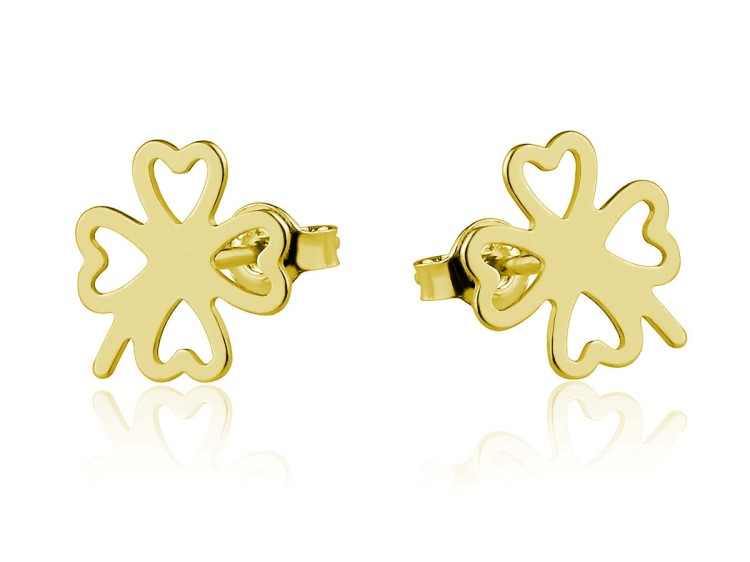 złote kolczyki koniczynki