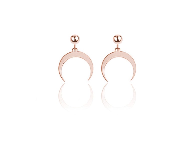 kolczyki z księżycem lunulą różowe złoto