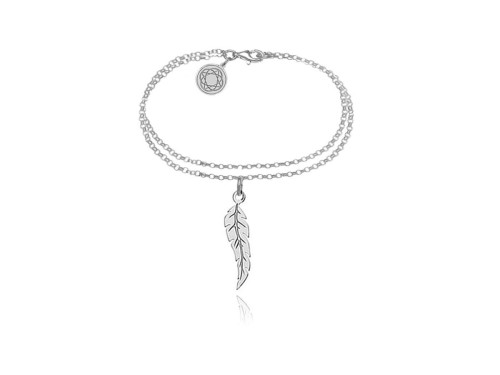 Podwójna bransoletka na nogę z piórkiem