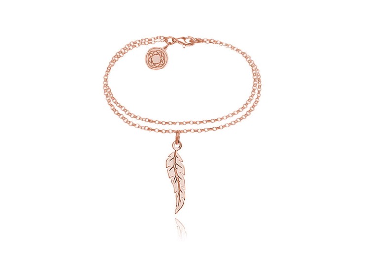 Bransoletka na nogę podwójna piórko