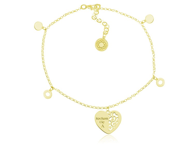 bransoletka z serduszkiem i zawieszkami