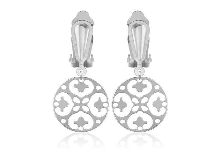 srebrne klipsy rozeta