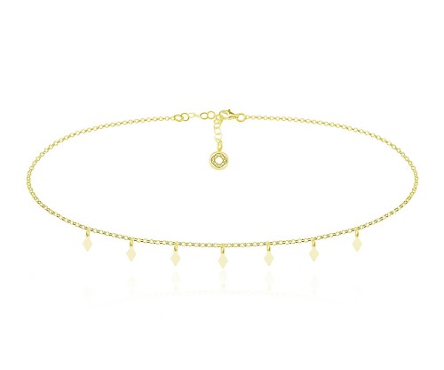 Choker z zawieszkami romb - karo - 24k złocenie