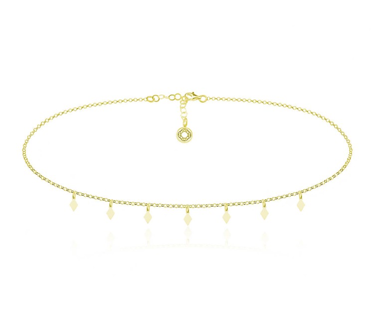Choker z zawieszkami romb - karo - 24k złocenie
