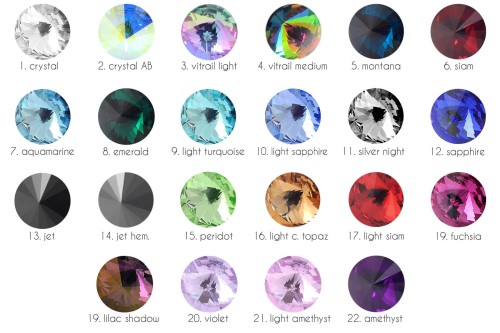 Paleta kolorów Swarovski Rivoli 8mm