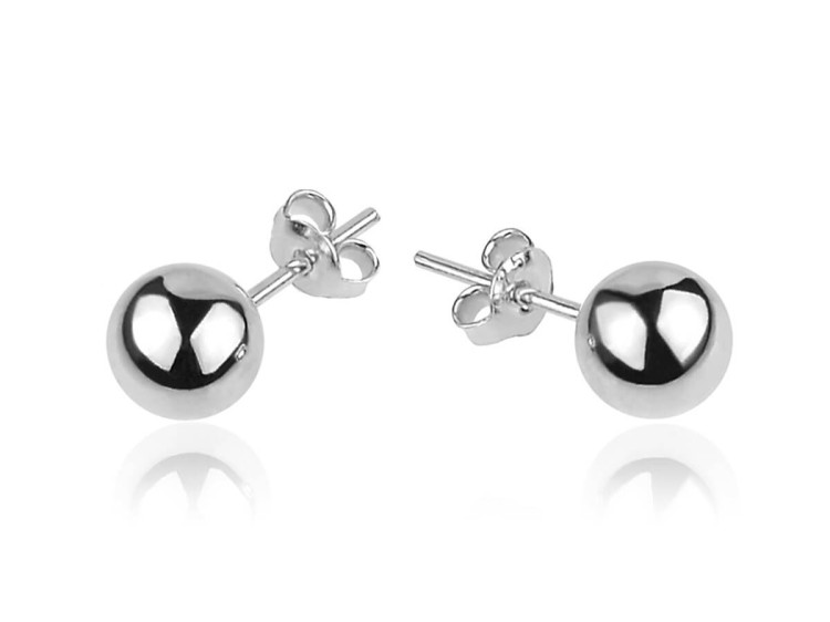 Srebrne kolczyki kulki 6mm rodowane