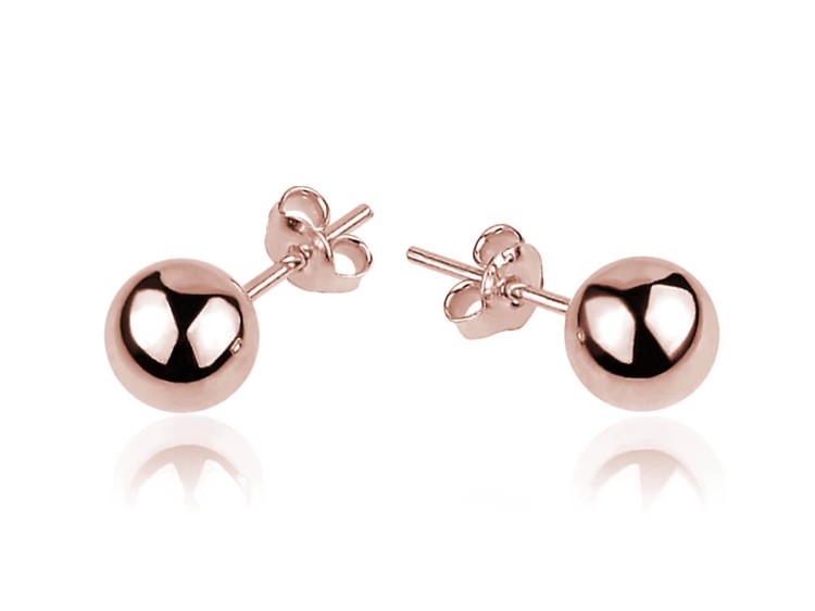 Kolczyki kulki 6mm różowe złocenie