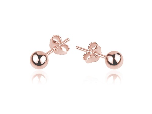 Srebrne kolczyki kulki 3mm w różowym złoceniu