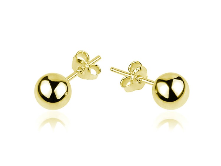 Kolczyki srebrne kulki 5mm pozłacane 24k złotem