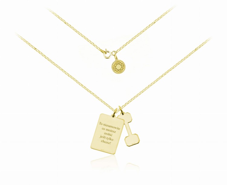 Naszyjnik z medalionem i hantlem