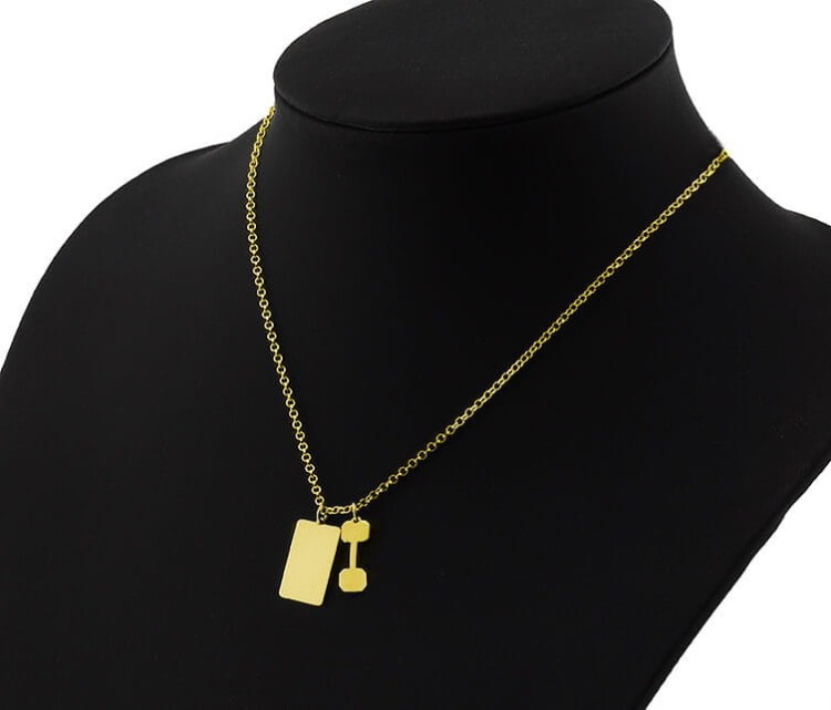 naszyjnik motywacyjny z hantlem