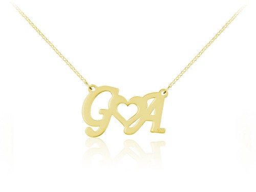 naszyjnik z literkami i sercem