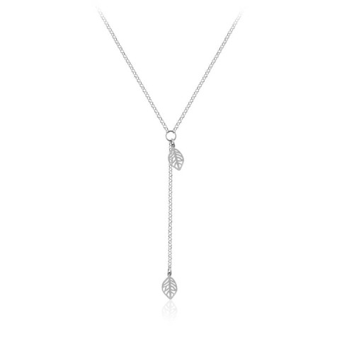 naszyjnik srebrny z krawatką i listkami