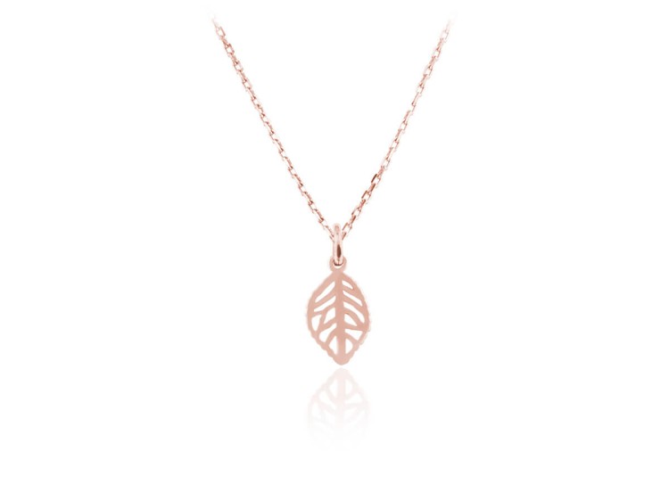 srebrny łańcuszek z liściem