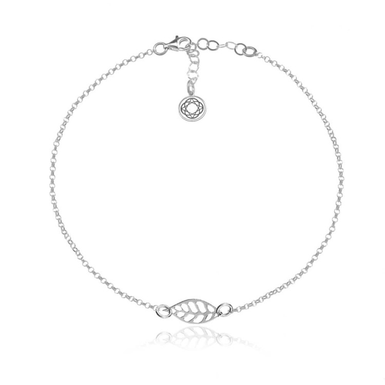 srebrna bransoletka z listkiem