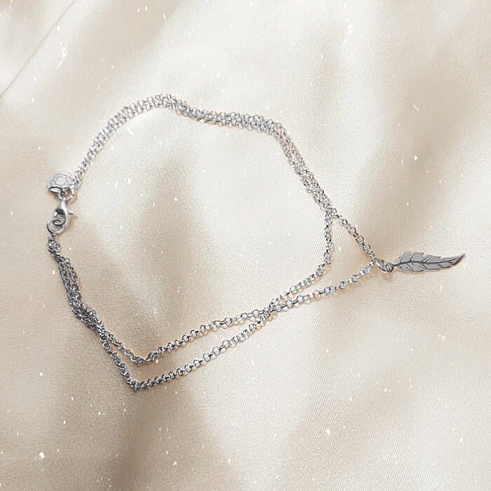 bransoletka na kostkę piórko