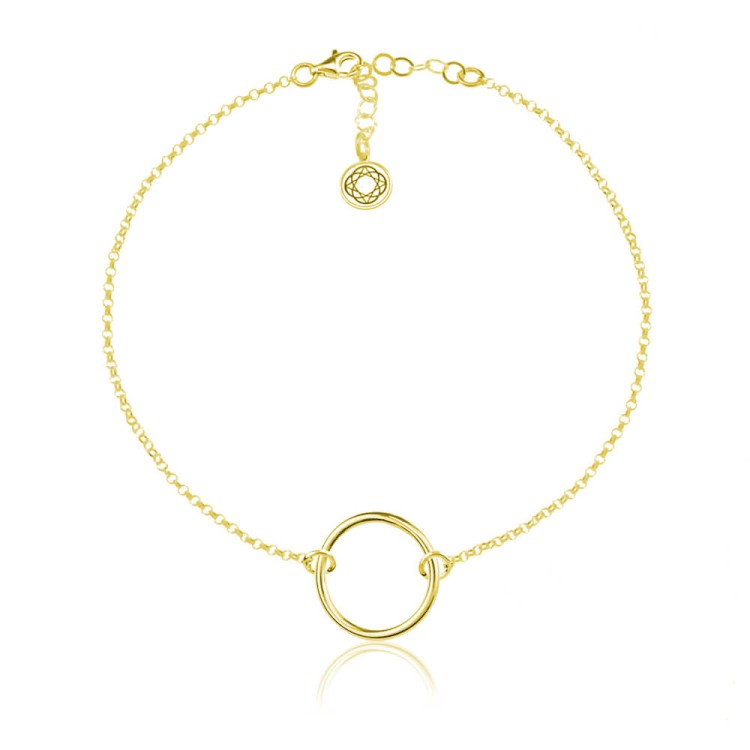 złota bransoletka na kostkę koło karma