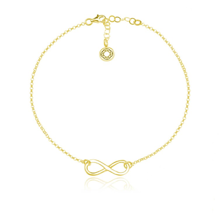 złota bransoletka na kostkę nieskończoność