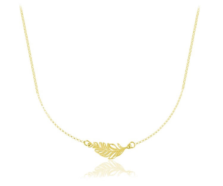 złoty naszyjnik z piórkiem