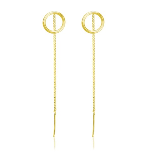 kolczyki przeciągane przez ucho złote