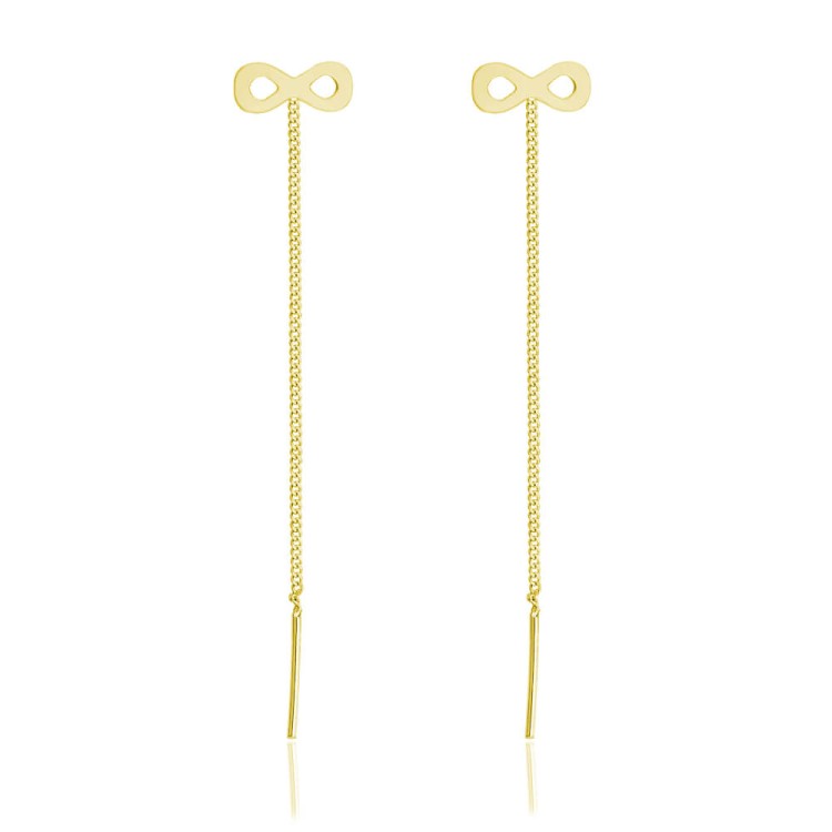 kolczyki nieskończoność długie złote