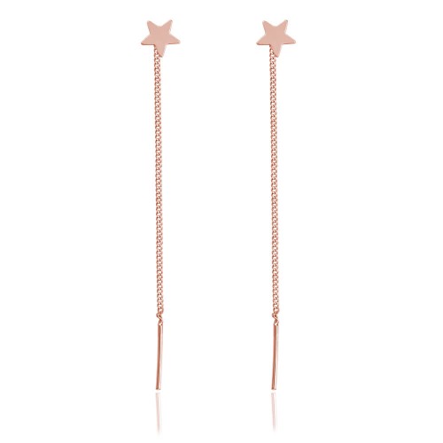 długie wiszące kolczyki gwiazdki różowe złoto