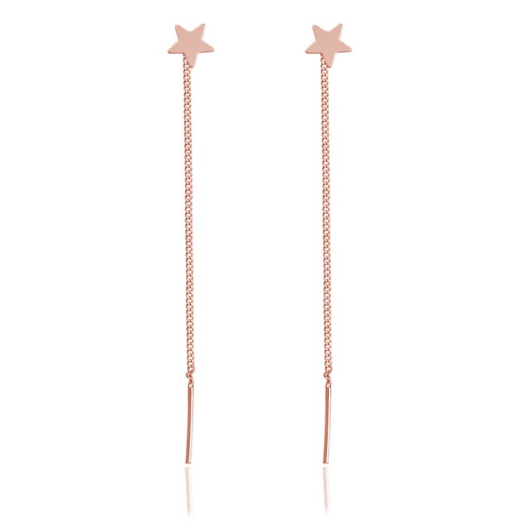 długie wiszące kolczyki gwiazdki różowe złoto