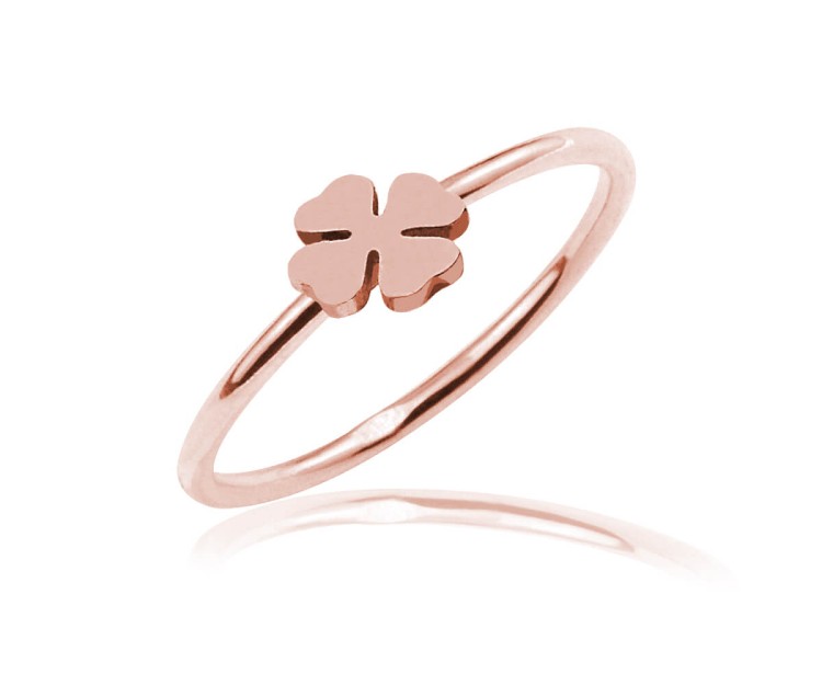 pierścionek z koniczynka rose gold