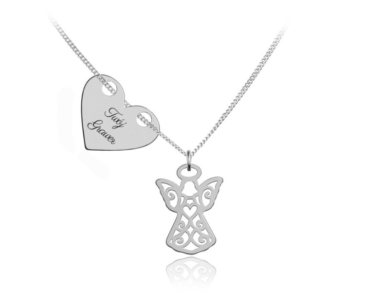naszyjnik z sercem i aniołkiem