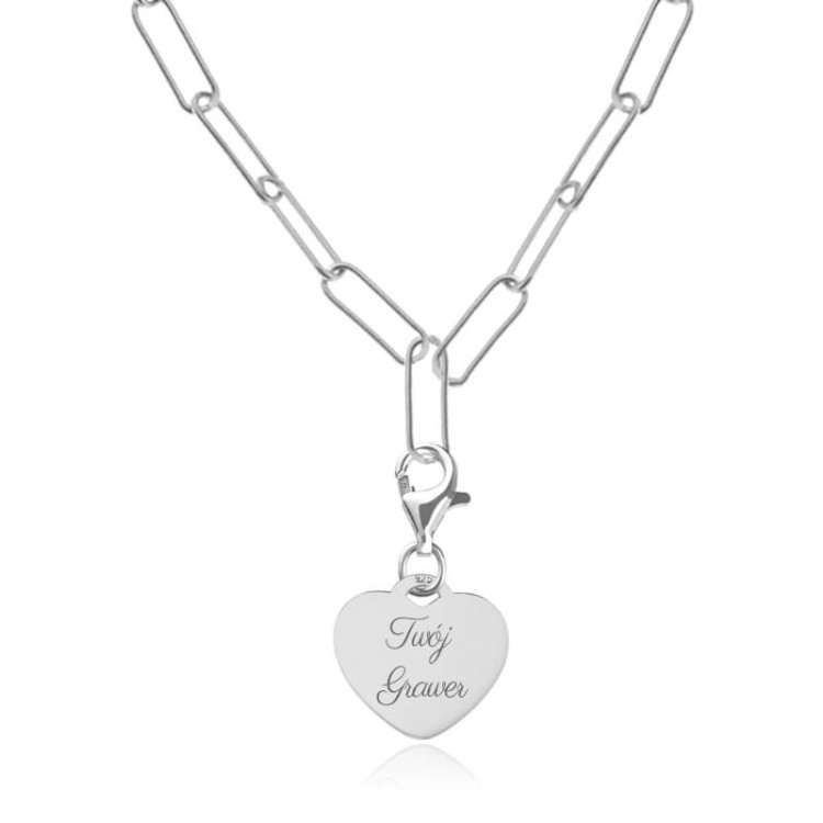 naszyjnik duże oczka serce detal