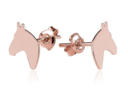 kolczyki różowe złoto konie