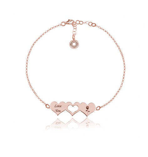 bransoletka serca różowe złoto