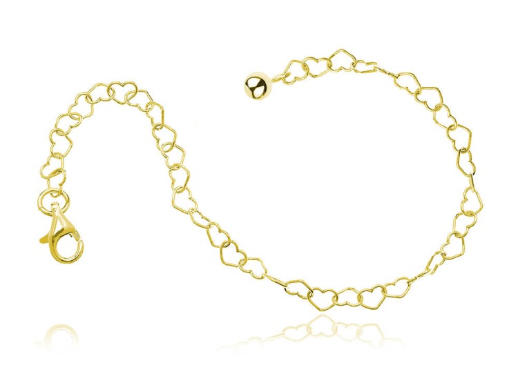złota bransolteka łańcuszek splot serca