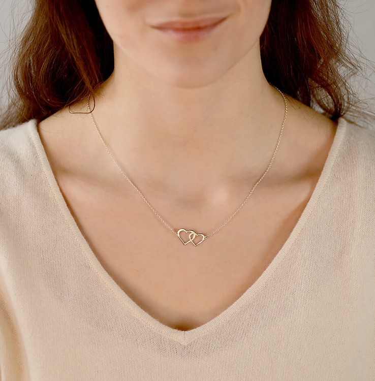 naszyjnik z dwoma sercami