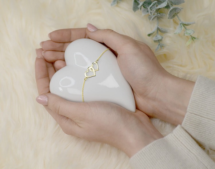 naszyjnik dwa serca złoty