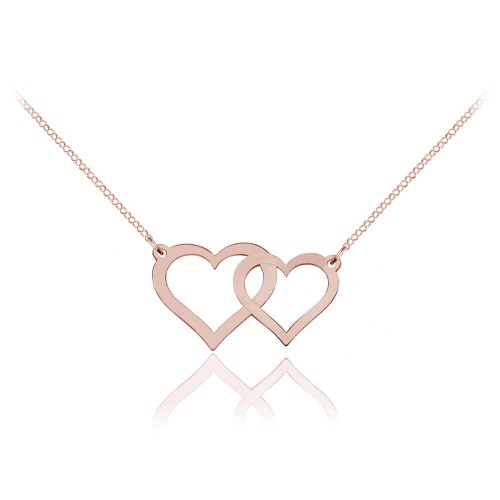 naszyjnik dwa serca rose gold
