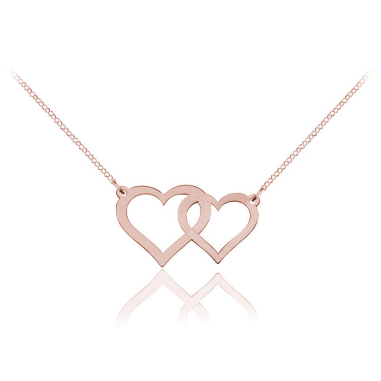 naszyjnik dwa serca rose gold