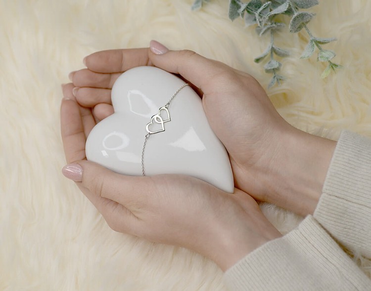 bransoletka z dwoma sercami