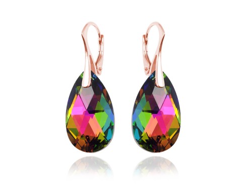kolczyki migdał swarovski różowe złocenie