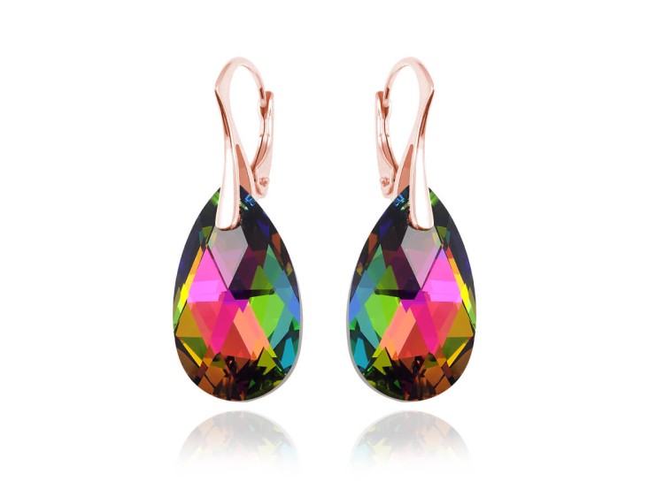 kolczyki migdał swarovski różowe złocenie