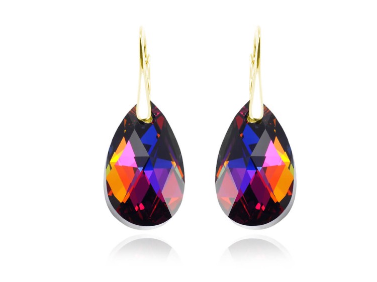 kolczyki migdał swarovski 24k złocenie