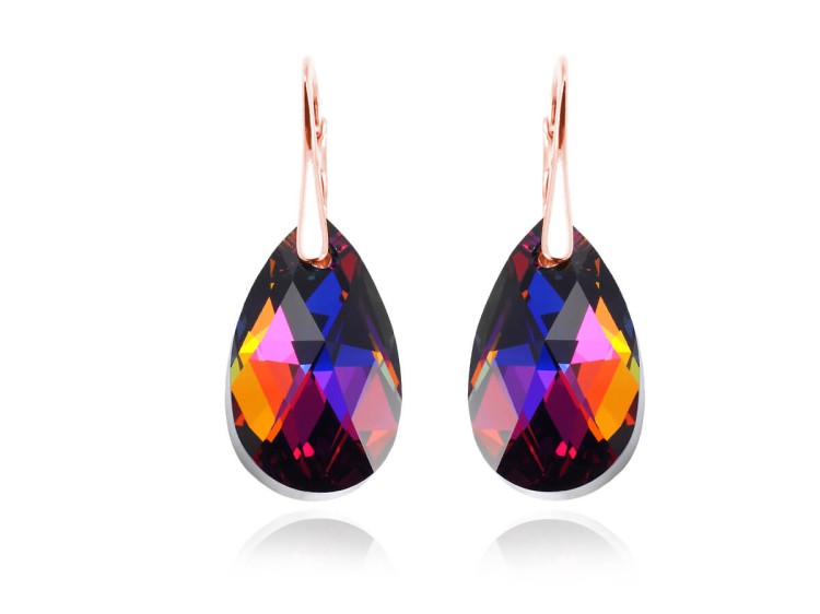 kolczyki migdał swarovski rose gold