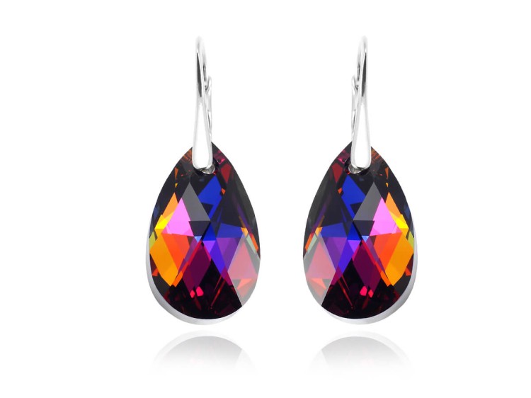 kolczyki migdał Swarovski kolor volcano