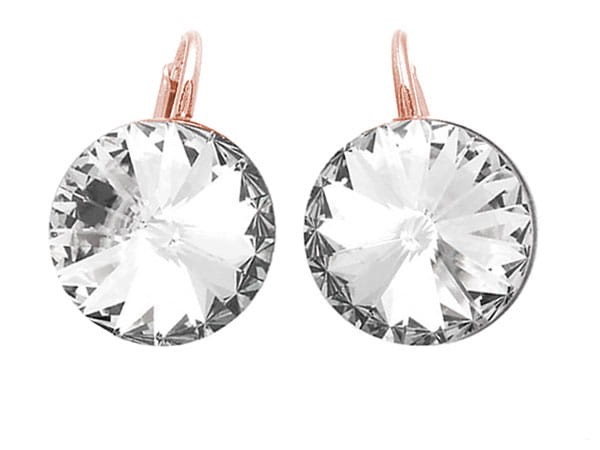 kolczyki z kryształem swarovski rivoli różowe złoto