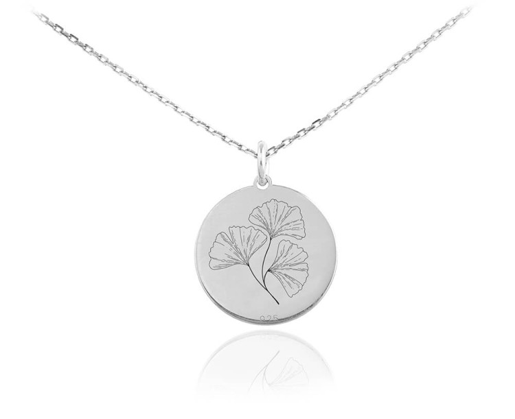 naszyjnik z liściami miłorzębu