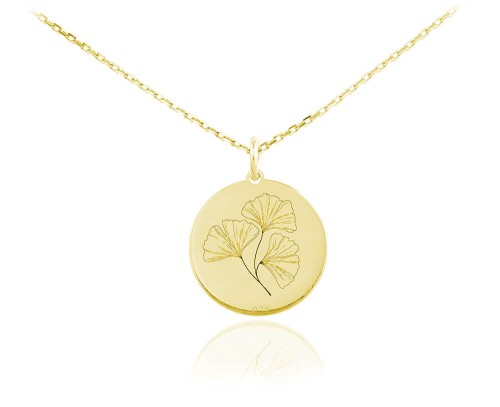 naszyjnik liscie miłorzębu złoty