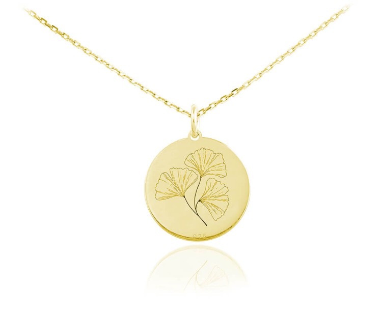 naszyjnik liscie miłorzębu złoty