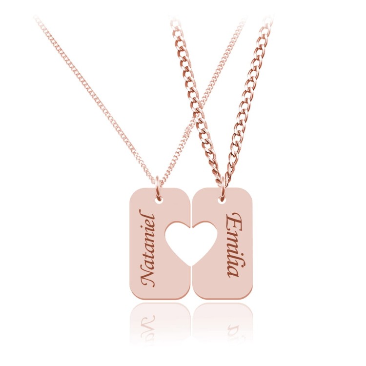 zestaw naszyjników rose gold dla pary