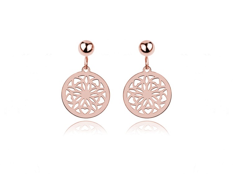 kolczyki rozety różowe złoto