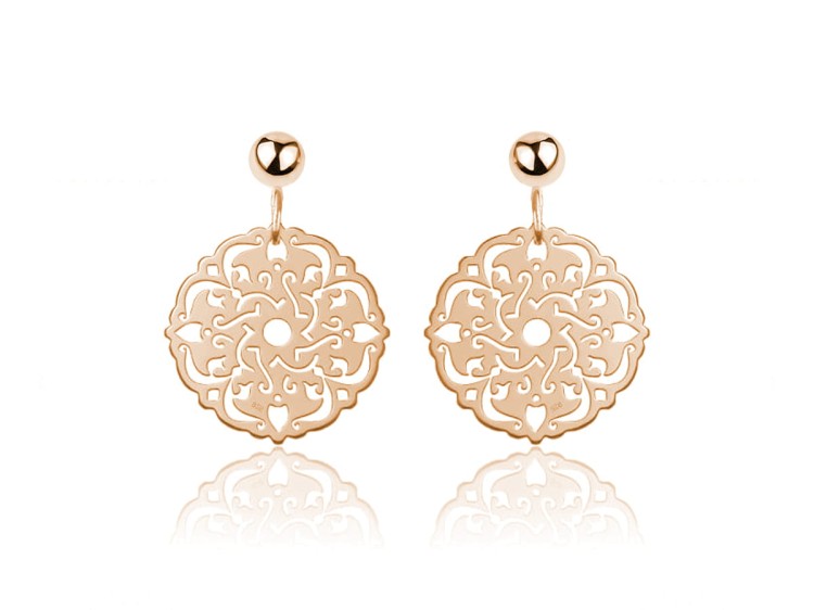 kolczyki rozety różowe złoto